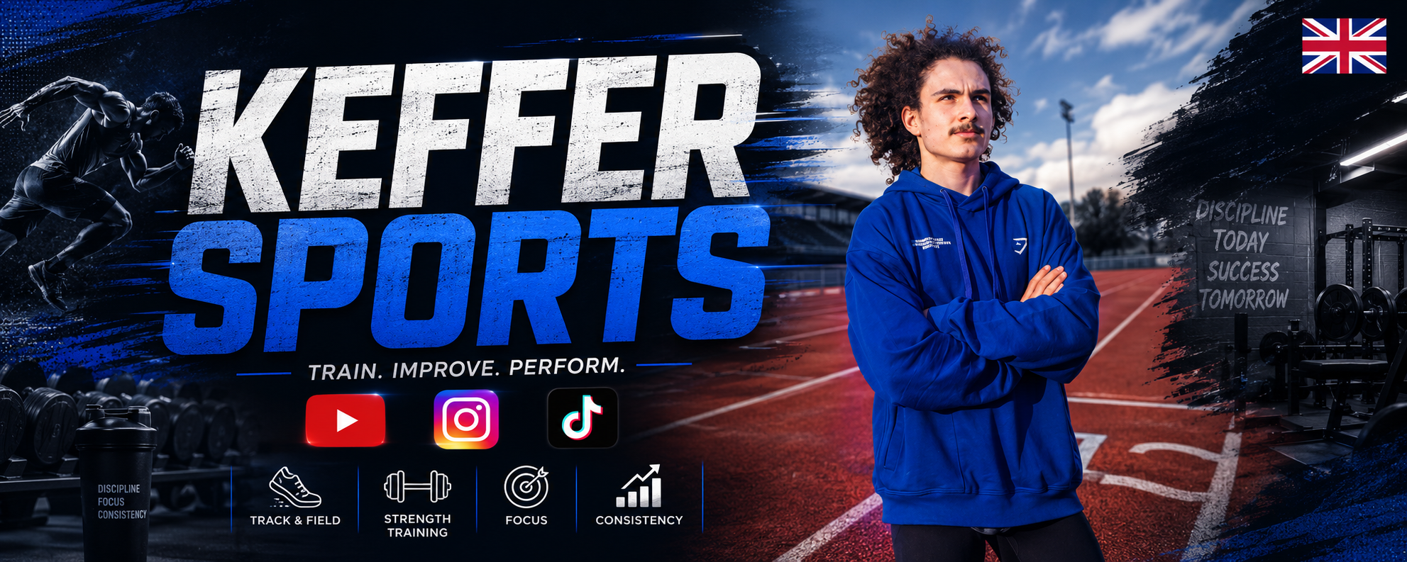Banner of the sport (track & field and gym) channel named keffersports